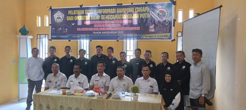 Pelatihan Sistem Informasi Gampong (SIGAP) bagi Operator Kampung dalam wilayah Kecamatan Gajah Putih